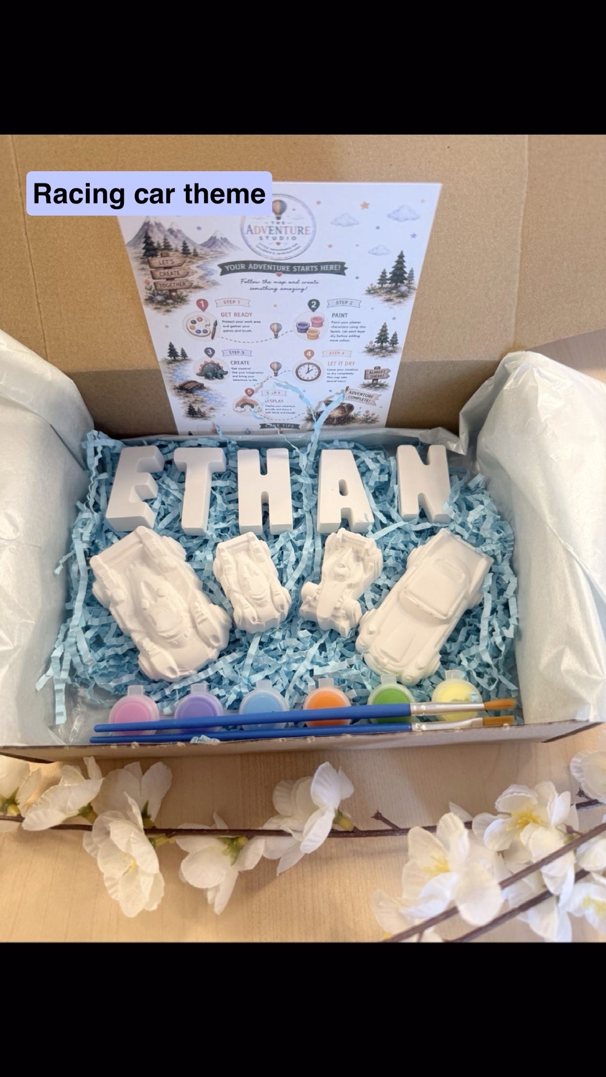 Personalised paint your own racing adventure gift box