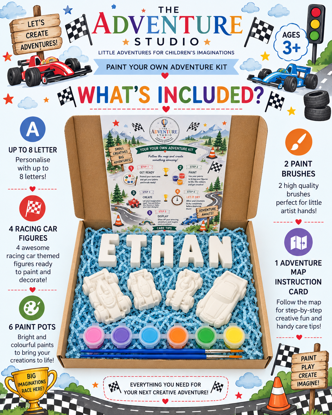 Personalised paint your own racing adventure gift box