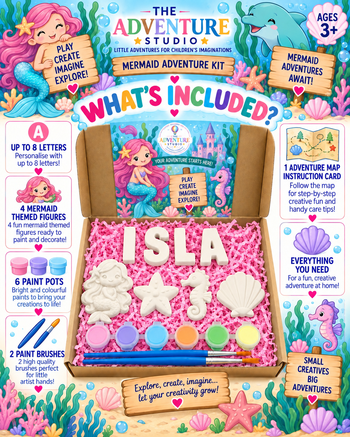 Personalised paint your own mermaid adventure gift box