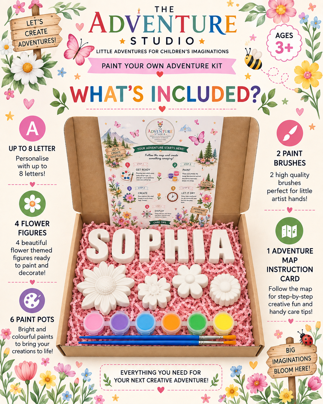 Personalised paint your own flower adventure gift box