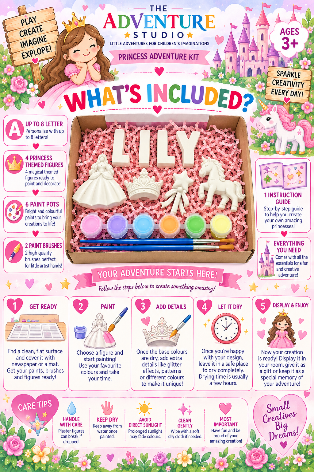 Personalised paint your own princess adventure gift box