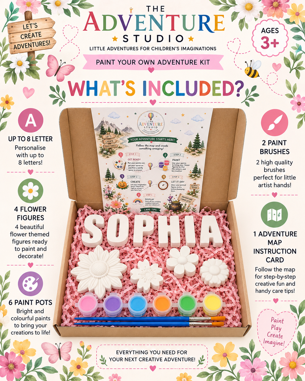 Personalised paint your own flower adventure gift box