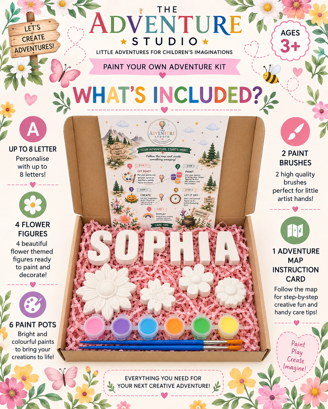 Personalised paint your own flower adventure gift box