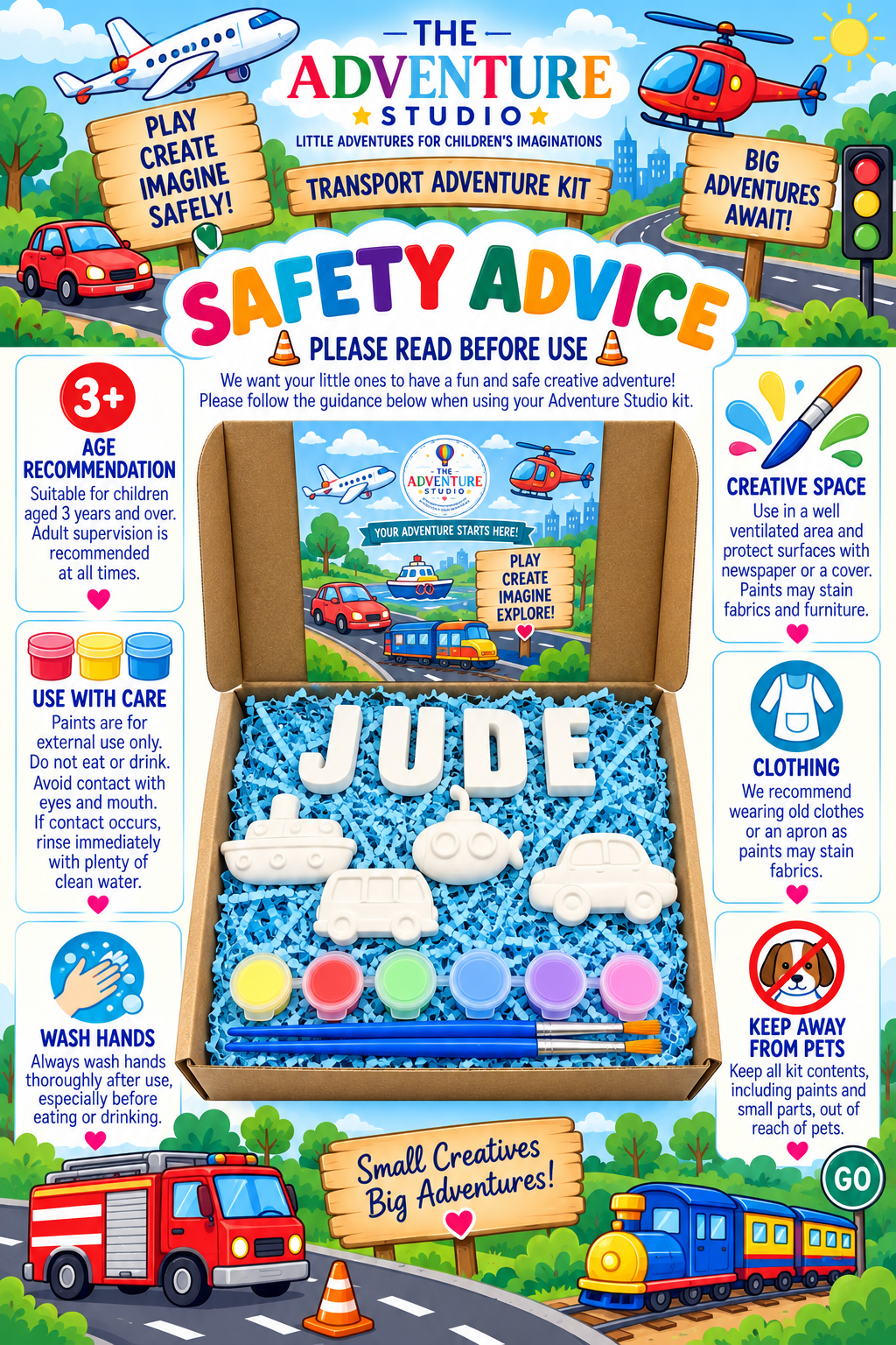 Personalised paint your own transport adventure gift box