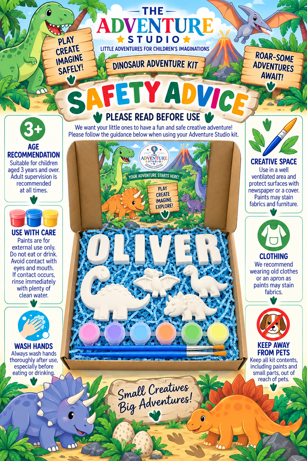 Personalised paint your own dinosaurs adventure gift box