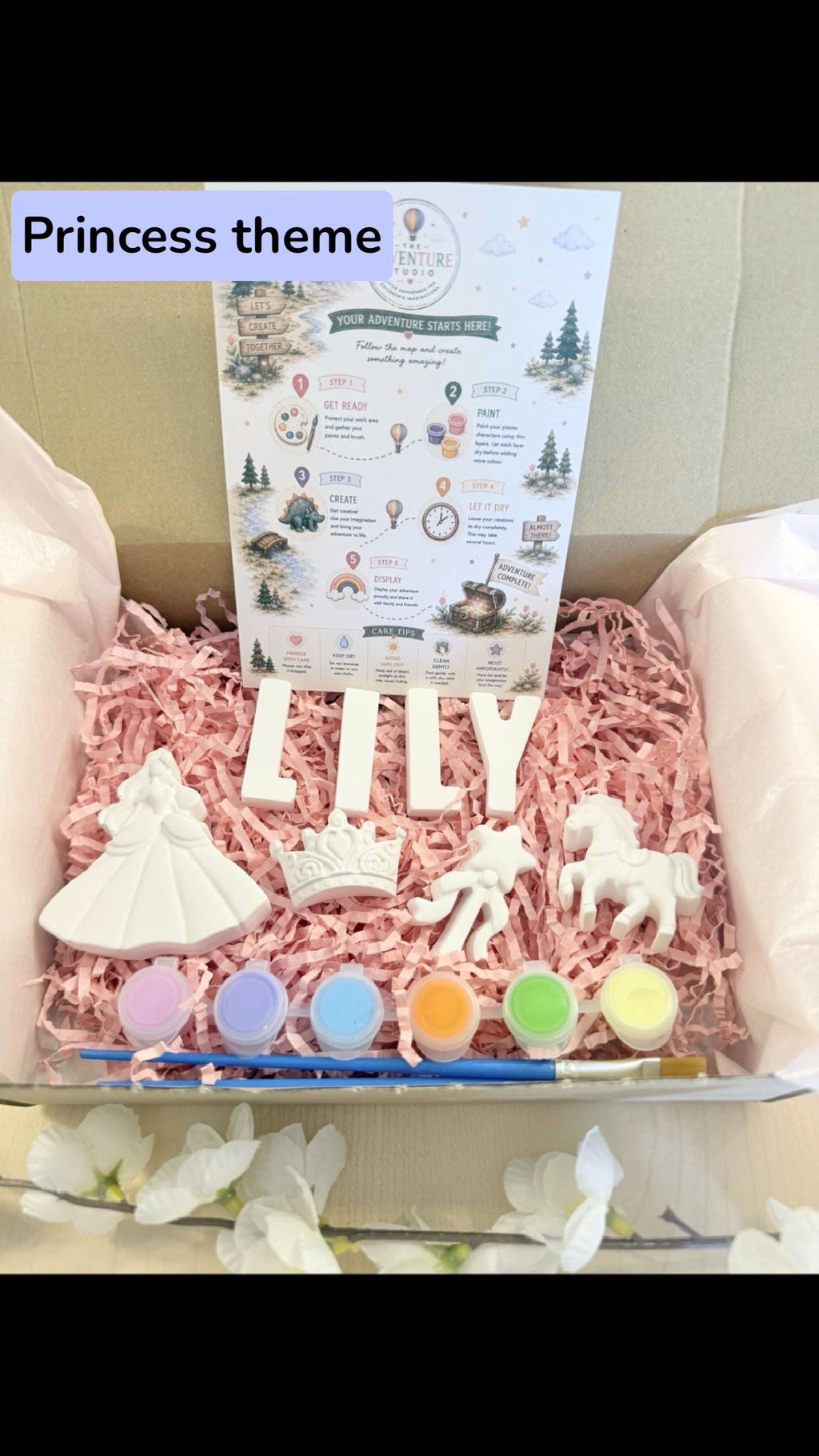 Personalised paint your own princess adventure gift box