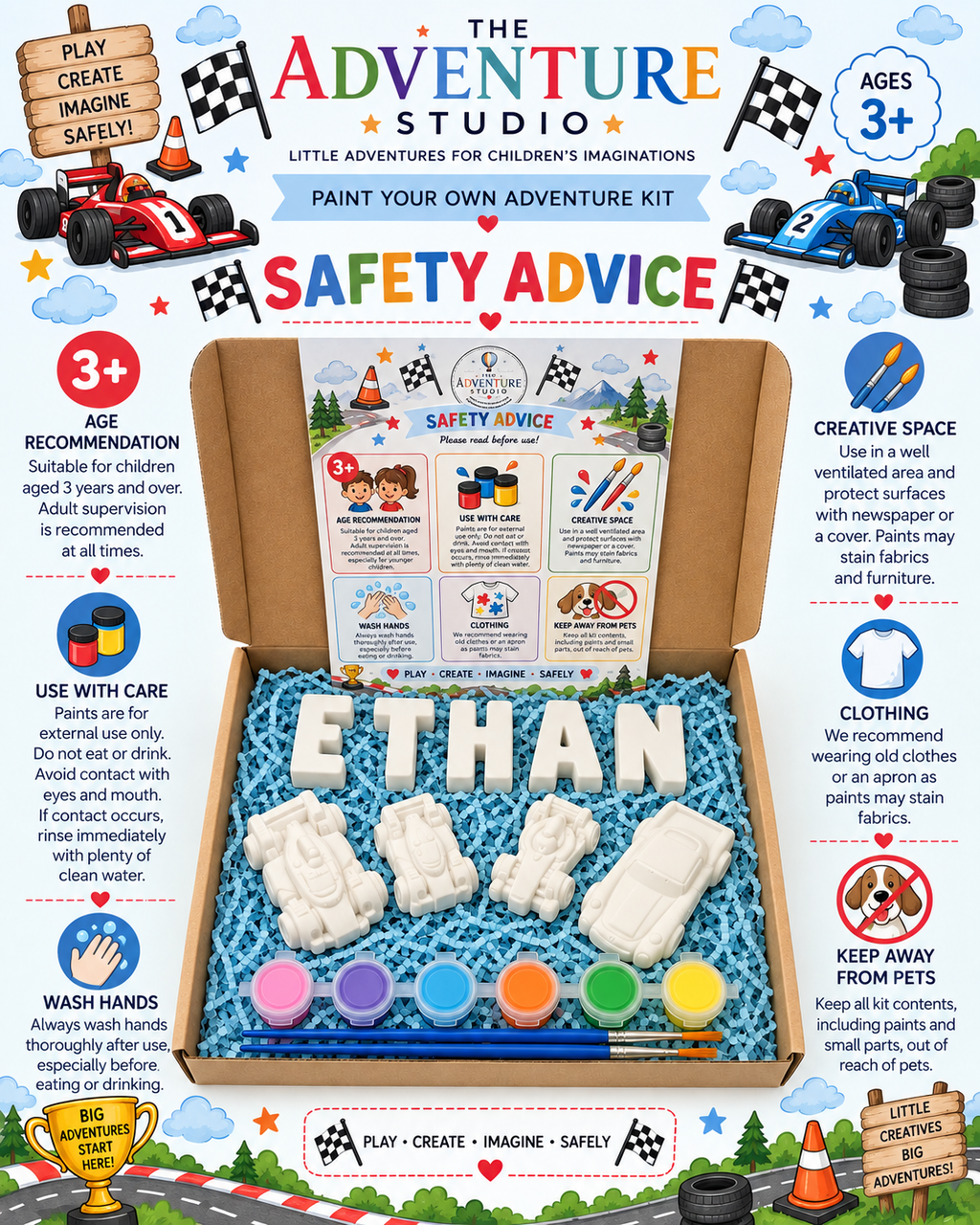 Personalised paint your own racing adventure gift box