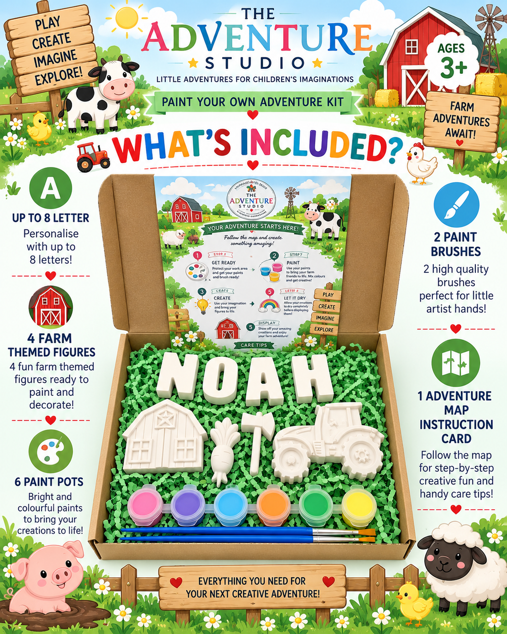Personalised paint your own farm adventure gift box